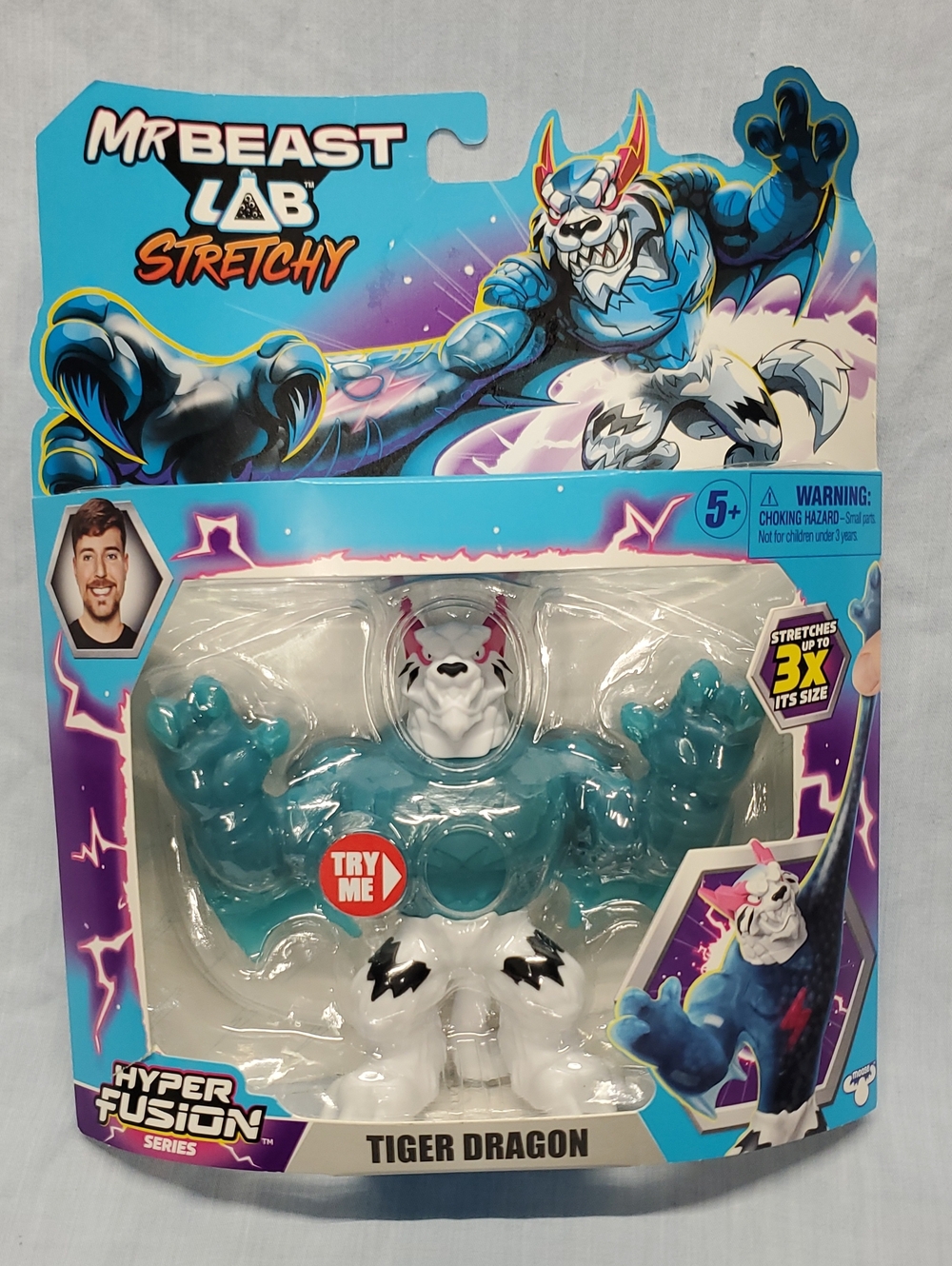 Mr. Beast Stretchy Hyper Fusion Tiger Dragon - Blue & White